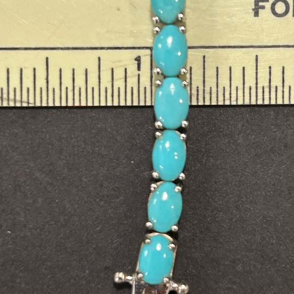 Sleeping Beauty Turquoise Rhodium Over Sterling Silver Tennis Bracelet - 8in - Picture 6 of 15